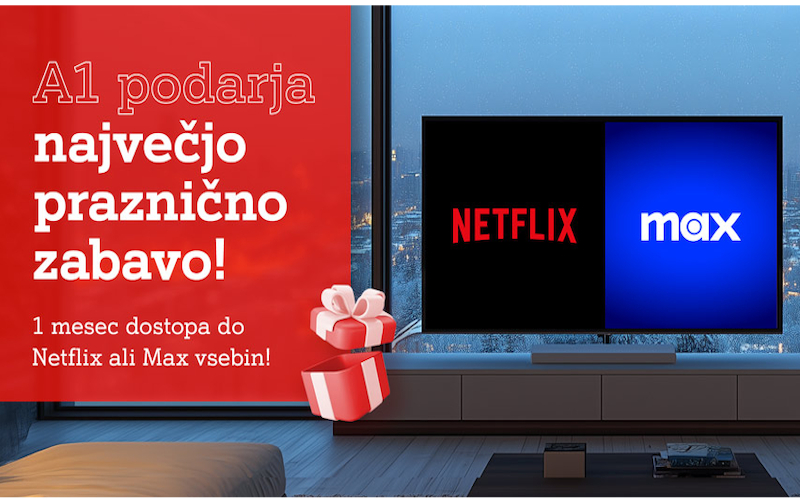 A1 Slovenija uporabnikom podarja dostop do Netflix ali Max vsebin na zahtevo 